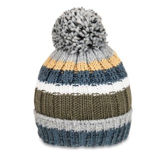 A1800- MENS CHUNKY KNIT BOBBLE HAT WITH FLEECE LINING