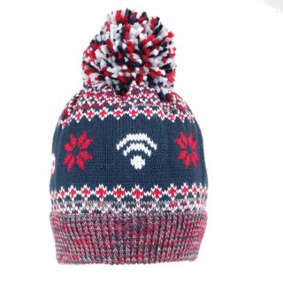 C762- BOYS PATTERNED KNITTED BOBBLE HAT WITH LINING