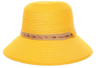 S523- LADIES SHORT BRIM STRAW HAT WITH DETAIL BAND