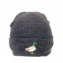 A1946- MENS DUCK PRINT KNITTED SKI HAT- FLEECE LINING