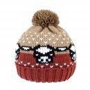 A1958- LADIES COW PRINT KNITTED BOBBLE HAT