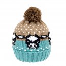 A1958- LADIES COW PRINT KNITTED BOBBLE HAT