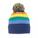 B332- BABIES STRIPE KNITTED BOBBLE HAT- WITH LINING