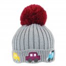 B333- BABIES CAR PRINT KNITTED BOBBLE HAT