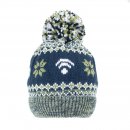 C762- BOYS PATTERNED KNITTED BOBBLE HAT WITH LINING