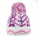 C766- GIRLS PATTERN KNITTED BOBBLE HAT- WITH LINING