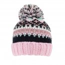 C767- GIRLS PATTERN KNITTED BOBBLE HAT- WITH LINING