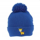 C770- KIDS GIRAFFE PRNIT KNITTED BOBBLE HAT- WITH LINING