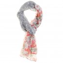 Wholesale grey multi flower print lightweight scarf