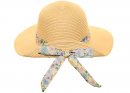 S525- LADIES STRAW WIDE BRIM HAT WITH SCARF BAND