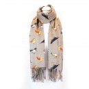 SCARF150- PK OF 6-  LADIES BIRD PRINT SCARF