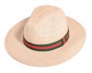 Wholesale mens straw white fedora with red and navy stripe band